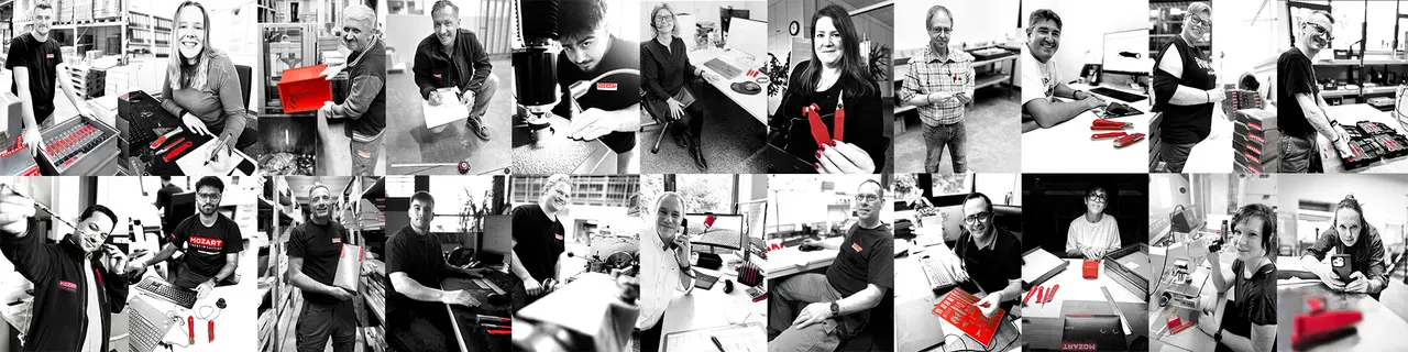 Das MOZART-Team – Mitarbeiterinnen und Mitarbeiter in verschiedenen Arbeitssituationen